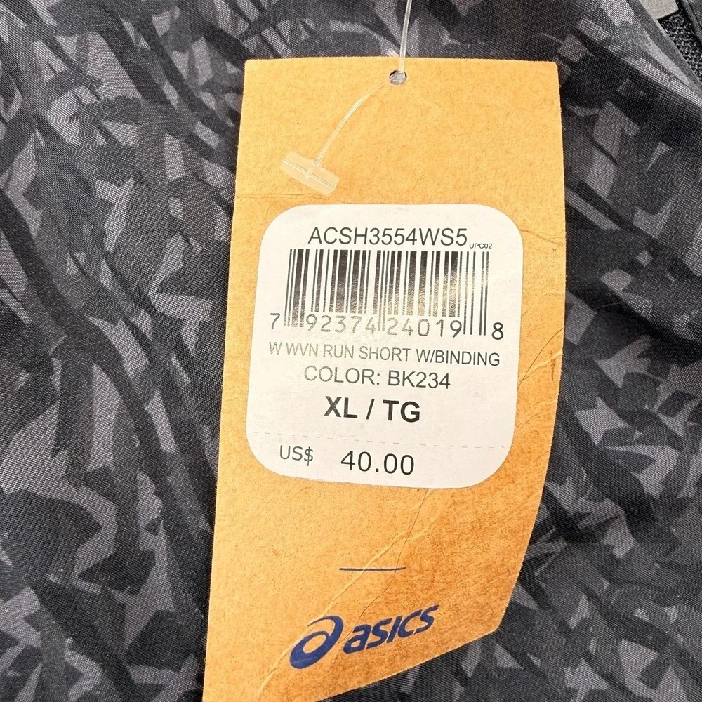 NWT Women's‎ ASICS Athletic Black Patterned Woven Lined Running Shorts Size XL